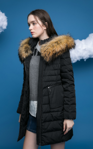 修身貉子毛領(lǐng)白鴨絨羽絨服