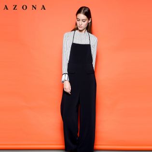 2016優(yōu)雅凈色風(fēng)吊帶闊腿連體褲女秋冬A1R5B0701PN