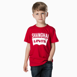 男童Logo印花红色短袖T恤