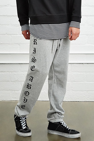 男士棉质字母印花运动长裤