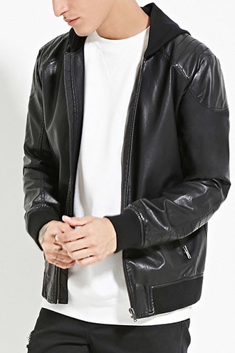 男士飛行員仿皮棉服夾克