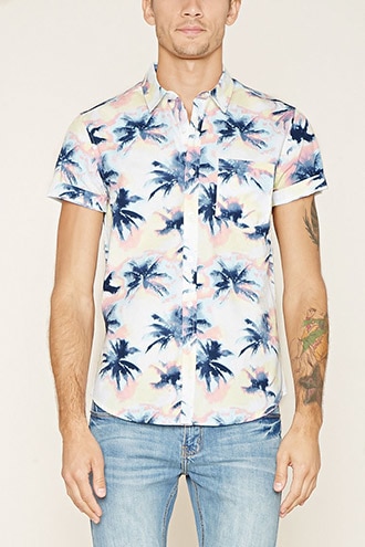 [BIS]男士棕榈树全棉短袖衬衫