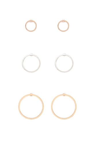 圆环造型耳环套组三对组