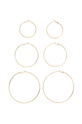 圆环造型耳环三对组