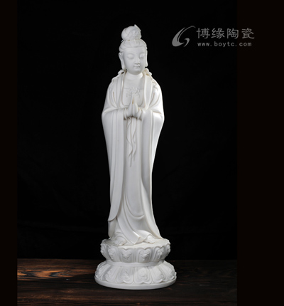 祈福观音 德化白瓷体统立姿观音人物雕塑像 家居佛堂供奉摆件