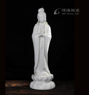 祈福观音德化白瓷体统立姿观音人物雕塑像家居佛堂供奉摆件