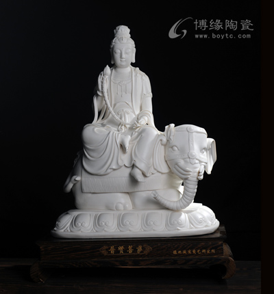 普贤菩萨 德化白瓷传统佛像动物人物雕塑家居佛堂供奉摆件
