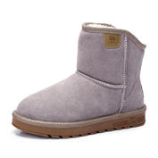 Camel骆驼女鞋冬季新款韩版简约休闲保暖舒适雪地靴反绒真皮短靴A64502615