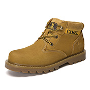 Camel駱駝男靴冬季新品日常戶外休閑高幫牛皮系帶工裝鞋A642183234