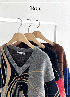 WaveHemVNeckPattrenKnitTee