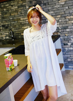 WhiteLaceRuffleDress