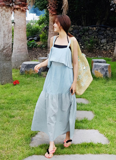 RuffleLayeredLongDress