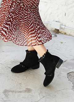 ShirredBlackAnkleBoots