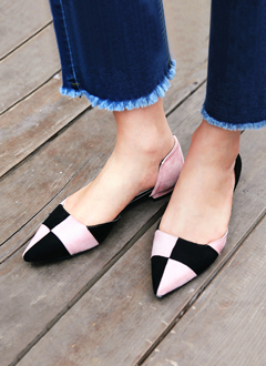 ColorblockSideSlitFlatShoes