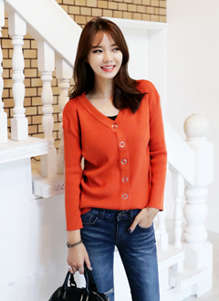 V-neckButtonKnitTee