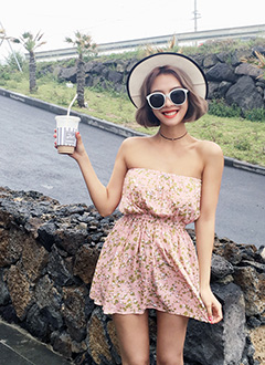 FloralOffTheShoulderDress