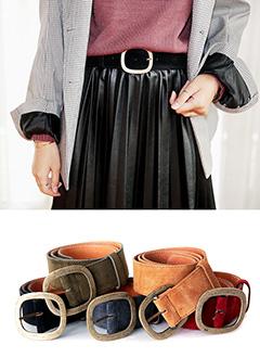 AntiqueGoldSquareBucklePigskinBelt