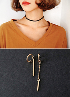 Choker&UnevenEarringSet