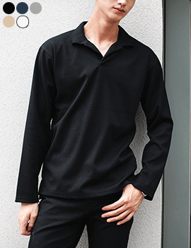 OpenCollarLooseFitSlitSleeveTee