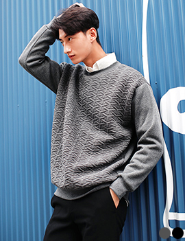 GeometryPatternEmbossedSweatshirt