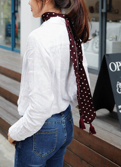 TasselTrimDotLongScarf