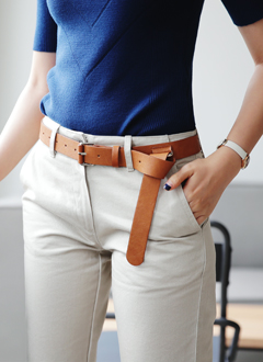 SquareBuckleFauxLeatherBelt