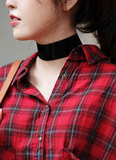 WideBlackFauxSuedeChokerNecklace