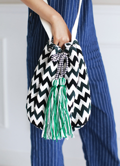 ContrastColorTasselBucketBag