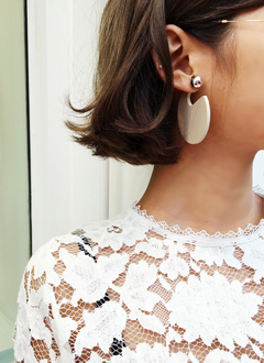UniqueWood&MetalBallEarrings