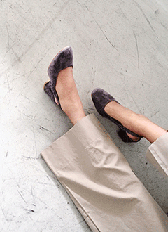 SquareToeMiddleHeelSuedeSlingback