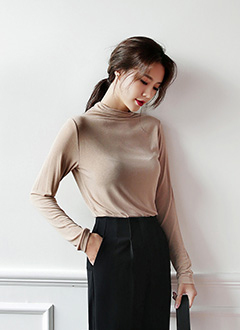 HalfNeckBasicSlimLongTee