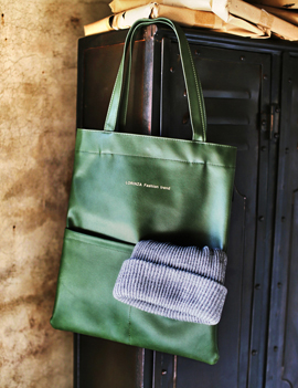 TwoPocketSyntheticLeatherToteBag