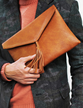 BigTasselFauxLeatherClutch