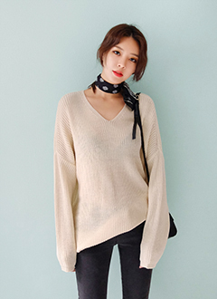 V-neckKnitLongTee