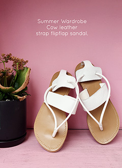 CowLeatherStrapFlipFlapSandal