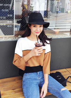 Colorblock3/4SleeveSweater