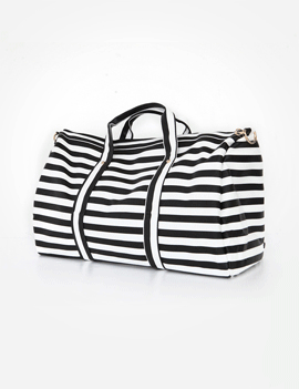 Stripe&mixPatternBigBostonBag,Black