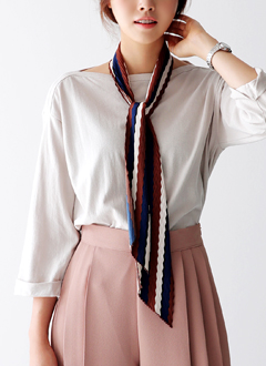 ColorblockPleatedSkinnyScarf