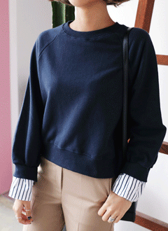 StripedDetailingSleeveSweatshirt