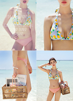 PineapplePrintedTriangleBikiniSet