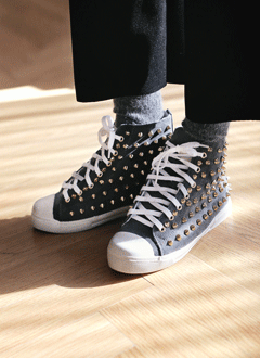 GoldStudHightopSneakers