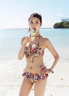FrillAndRibbonFloweredWireBikini