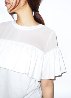 SheerNecklineFrillTee