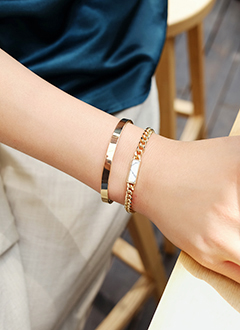 StoneChainBraceletAndOpneCuffBraceletSet