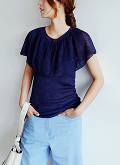 RuffleNeckSleevelessSweater