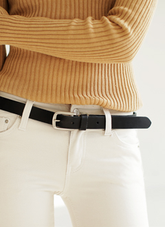 SilverMetalCowLeatherBelt