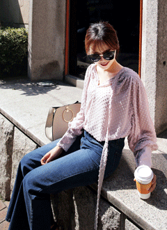 SheerBalloonSleeveBlouse