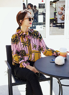 NeckFrillUniquePatternBlouse
