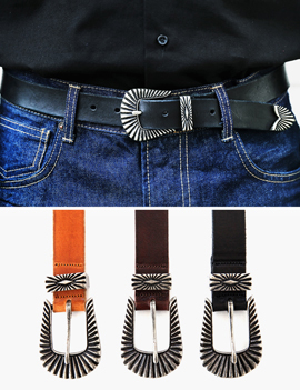 CowLeatherBigBuckleBelt
