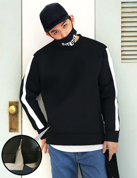ContrastSleeveWithZipperSweatshirt